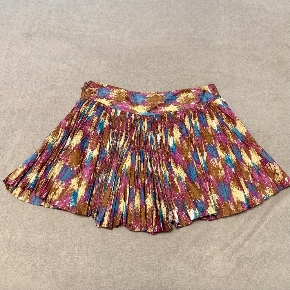 Candies Retro 100% Cotton Multi-Colored Print Pleated Mini Skirt, Juniors 9